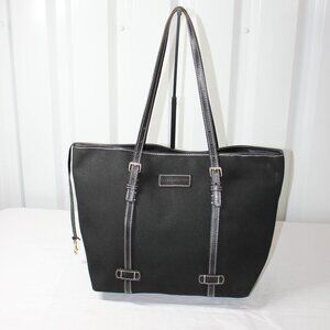 Dooney & Bourke Womens Black Red East West Shopper Tote Canvas Leather USA